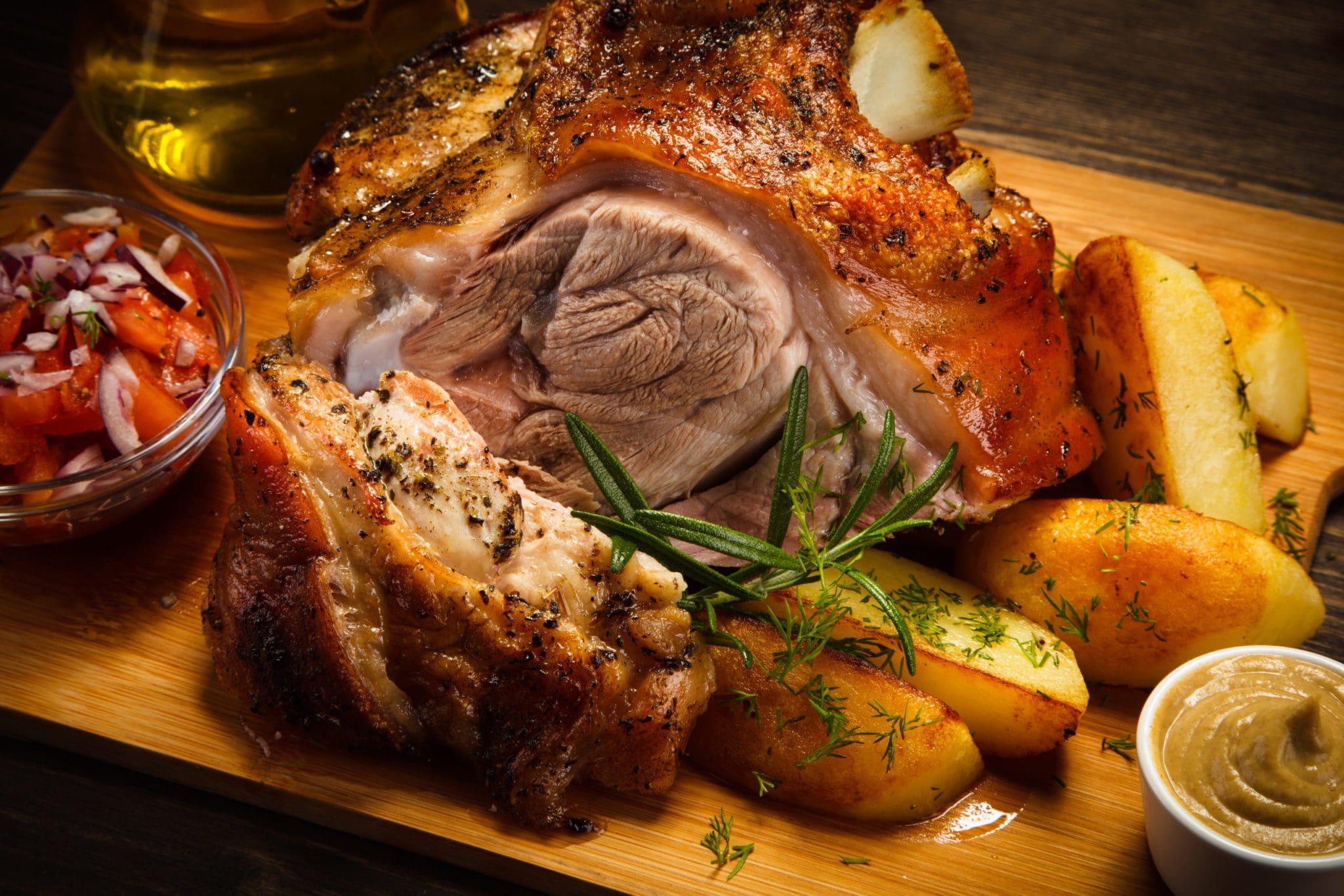 Roast knuckle on cutting board Roast knuckle on cutting board
